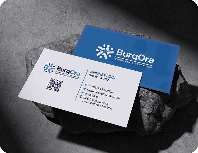 BurqOra business card mockups